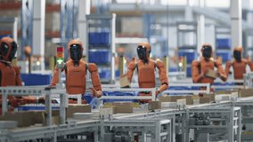 3D Animation: AI-Enabled General Purpose Humanoid Robots Work at Warehouse. Automated Logistics and Fulfillment Center with Advanced Humanoid Robots for Improved Efficiency and Better Scalability - Powered by Shutterstock - Get 15% off with code: PIKWIZARD15