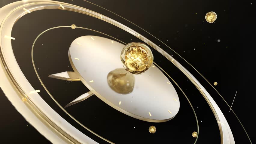 Gold essence balls converge and fuse to fight wrinkles and aging. Facial skin regains youthfulness. Cosmetic essence molecules are used in creams, facial essences, and essential oils. 3D animation. - Powered by Shutterstock - Get 15% off with code: PIKWIZARD15