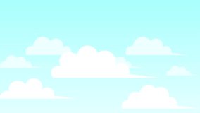 View of blue sky and white clouds moving and shining sun, 2D cartoon view of sky and clouds - Powered by Shutterstock - Get 15% off with code: PIKWIZARD15