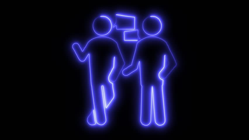 Neon Social Life icon isolated on black background HD Video motion graphic animation
