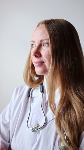Confident female doctor stands upright in white lab coat with arms crossed, calm and professional, ready to consult in clinical setting. Concept of medical confidence, expertise, healthcare leadership