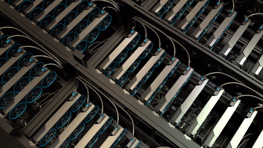 Cryptocurrency Mining Rigs Loop 3D Video Animation