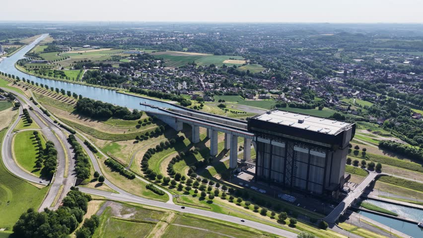 Innovative ship lift at Strepy-Thieu on the canal in Belgium
