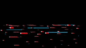 4K animation of red and blue glitch stripes flashing and distorting on a black screen. Abstract effect of broken pixels, visual noise, and digital chaos. - Powered by Shutterstock - Get 15% off with code: PIKWIZARD15