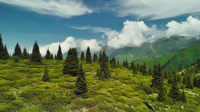 Aerial Mountains landscape in Kazakhstan