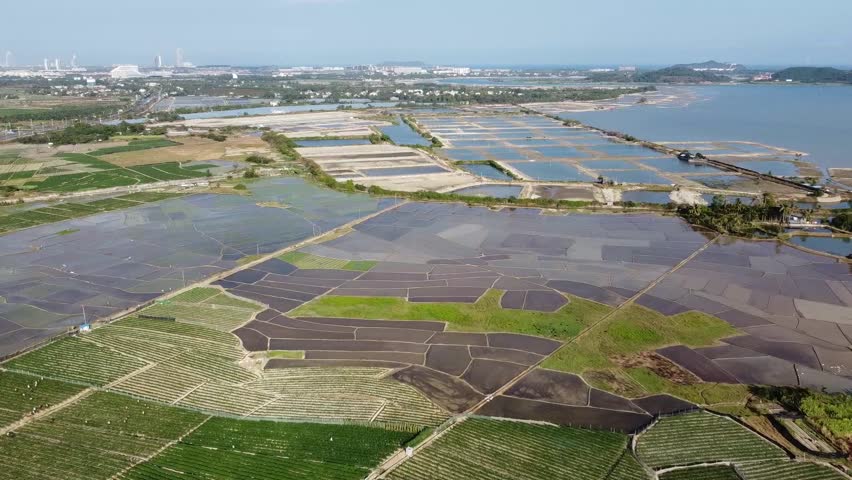 Aerial view of the rural Sanya rice paddy fields on Hainan Island in China 2