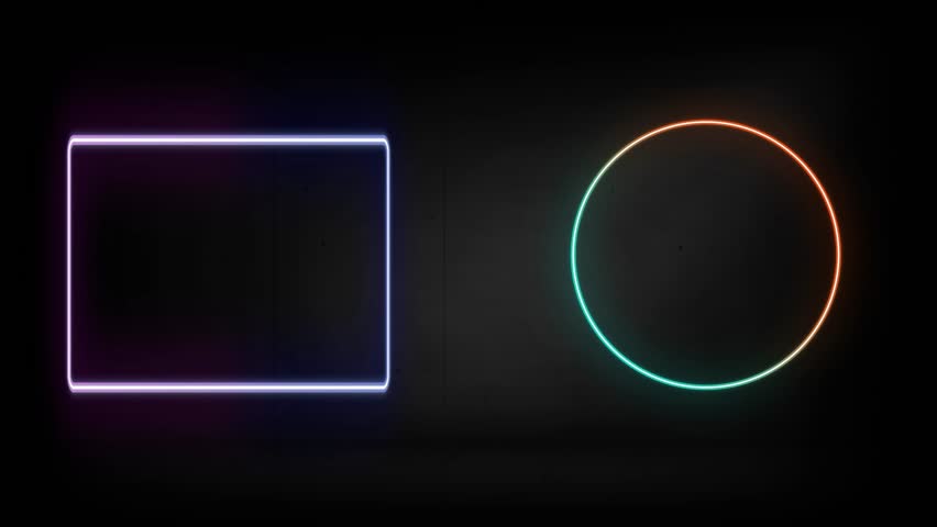 end screen , video outro with square and circle neon 4k for social media