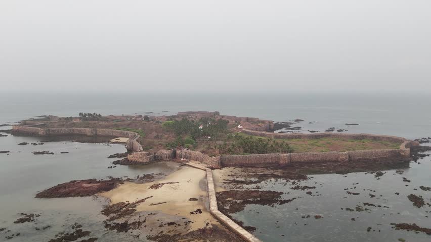 Sindhudurg fort Drone view, MALVAN, Maharashtra, India 