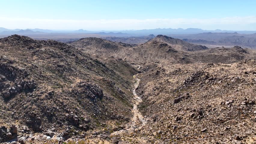 Aerial view of rugged Four Peaks in the expansive Tonto National Forest, Mazatzal Mountains, Apache Junction, Arizona, United States.