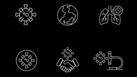 Animated virus cell white line icon  animation library. Set icon animation. Motion graphics isolated on Black Background. - Powered by Shutterstock - Get 15% off with code: PIKWIZARD15