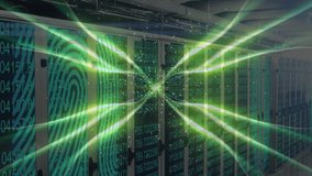 fingerprint activating beams shooting into rack sparking as codes updating and simulating login. Cybersecurity, data, technology, digital, network, futuristic, innovation - Powered by Shutterstock - Get 15% off with code: PIKWIZARD15