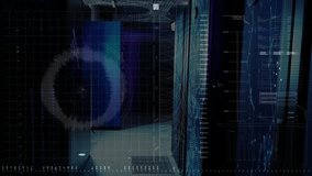 Scanning overlay initiating spiky data form rotating and pulsing while gauge and bar chart updating. Technology, digital, futuristic, interface, visualization, motion, analytics - Powered by Shutterstock - Get 15% off with code: PIKWIZARD15