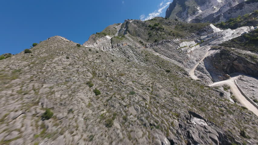 Flying Over The Caves Of Marble In Carrara, Italy