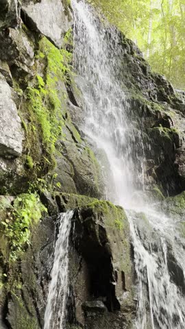 Spruce Flats Falls, waterfall, Great Smoky Mountains, Tennessee nature, Smoky Mountains, hiking trail, 4K nature, HDR waterfall, scenic waterfall, forest waterfall, mountain stream, flowing 