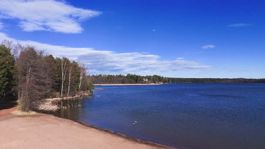Aerial View of Littoistenjärvi Lake Near Turku, Finland