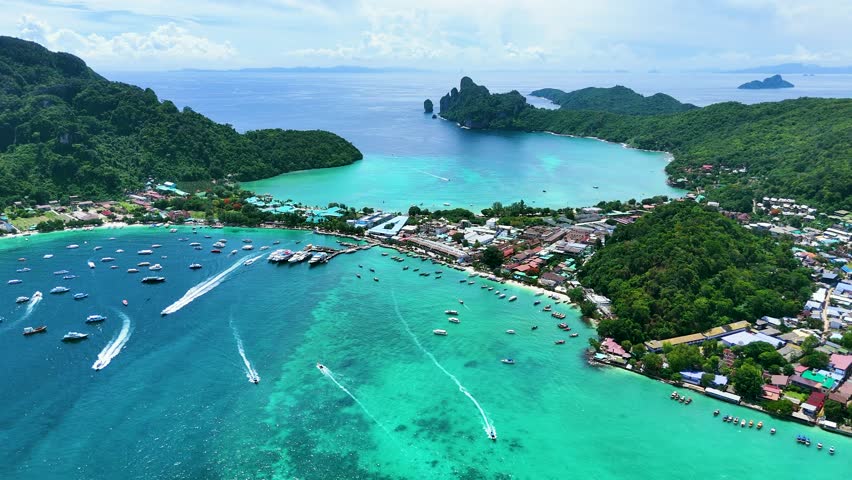 Aerial view of the Phi Phi Island in the Krabi Province, Thailand