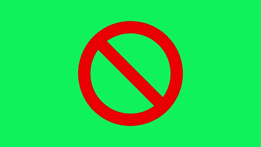 Animated prohibition symbol stroke effect. A circle stroke animation draws clockwise first, followed by a diagonal slash stroke in the center, forming the no symbol. 4K Motion Graphics.