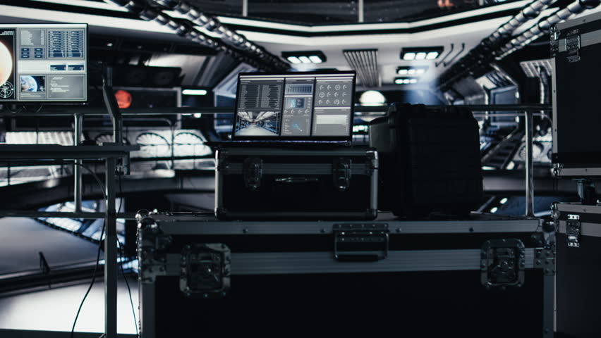 Laptop in space station tracking star and asteroids patterns during cosmic trip to Mars. Notebook interface in starship showing orbital path for upcoming extraterrestrial red planet expedition - Powered by Shutterstock - Get 15% off with code: PIKWIZARD15