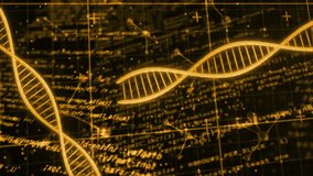 Starting interface showing rotating golden DNA helix being targeted by colored markers for analysis. Futuristic, bioinformatics, data visualization, molecular, scientific, digital art, high-tech - Powered by Shutterstock - Get 15% off with code: PIKWIZARD15