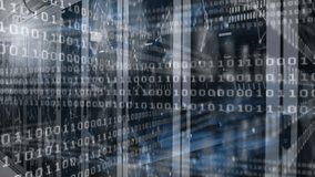 On start, binary code scrolling and pulsing across server racks, showing data processing. Technology, cybersecurity, digital, networking, futuristic, innovation, infrastructure - Powered by Shutterstock - Get 15% off with code: PIKWIZARD15