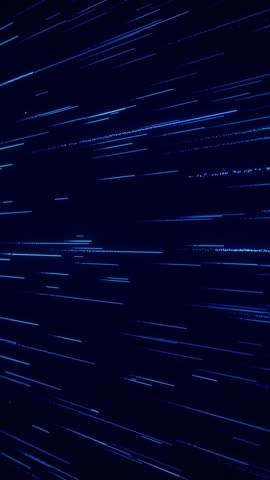 Fast-moving blue light trails flying diagonally across a dark background. Vertical animation with high-speed digital motion.