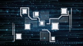 Opening via data streams, network diagram emerging, nodes pulsing and lines animating routing data. Futuristic, digital, technology, innovation, connectivity, network, abstract - Powered by Shutterstock - Get 15% off with code: PIKWIZARD15