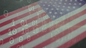 Triggered by binary scroll, US flag motif showing gauge expanding, icons scattering showing finance. Patriotism, digital, futuristic, technology, finance, innovation, cybersecurity - Powered by Shutterstock - Get 15% off with code: PIKWIZARD15