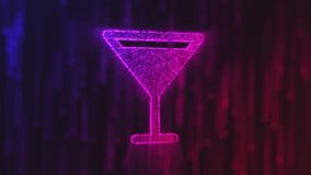 A luminous martini glass design, crafted from glowing particles, presented against a gradient backdrop of purple and red. - Powered by Shutterstock - Get 15% off with code: PIKWIZARD15