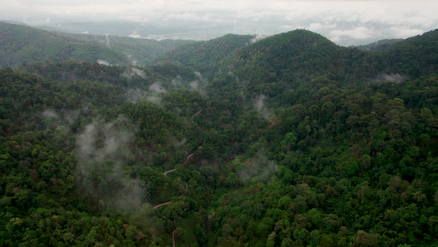 Top view Morning Mist and Viewpoint with Layers of Mountains