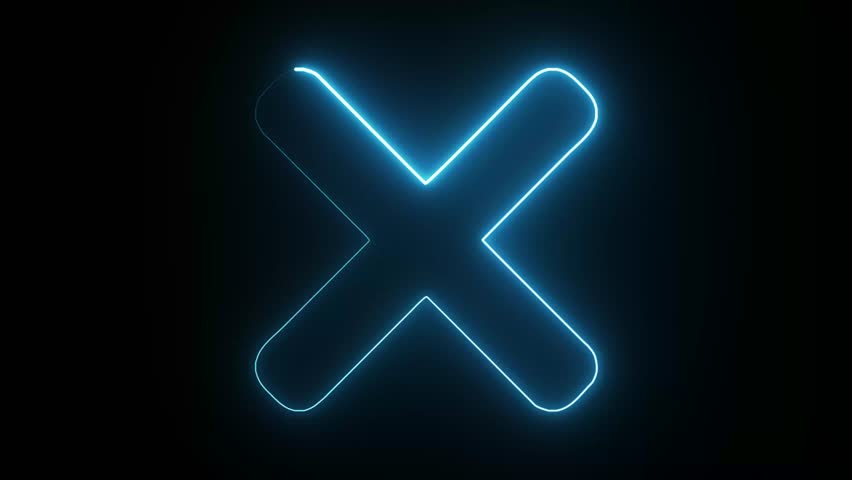 A glowing, neon blue 'X' symbol on a dark background. This abstract image conveys concepts of closure or negation. The clean lines create a striking contrast.