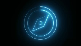 A glowing blue neon compass rose symbol stands out against a black background, creating a striking visual effect. Suitable for any design. - Powered by Shutterstock - Get 15% off with code: PIKWIZARD15