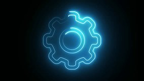 A glowing neon gear icon against a dark backdrop. This image represents settings, configuration, or concepts of technology. - Powered by Shutterstock - Get 15% off with code: PIKWIZARD15