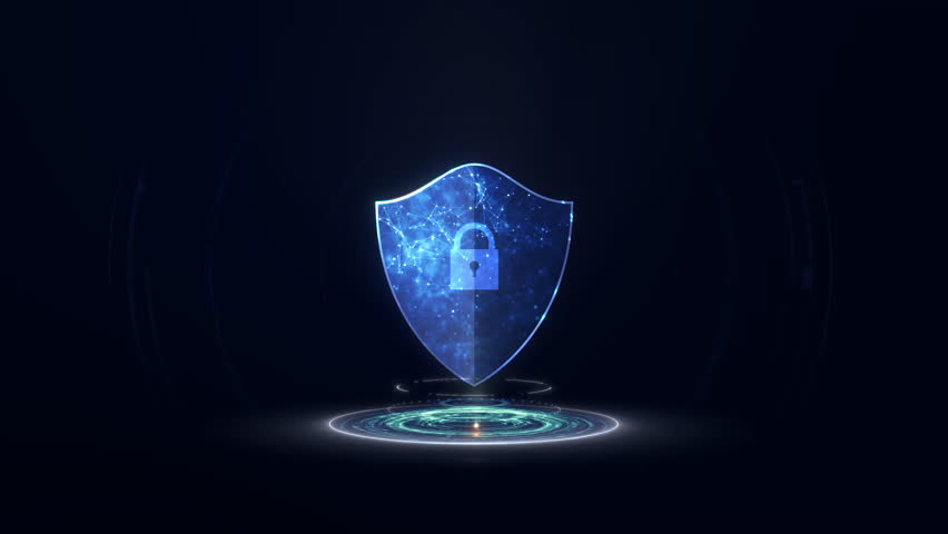 Blue glowing digital shield with lock icon symbolizes cybersecurity, data encryption, and internet safety in a modern technology background. Ideal for Cybersecurity and Data Protection themes. - Powered by Shutterstock - Get 15% off with code: PIKWIZARD15