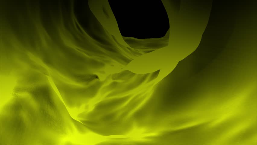 Animated Yellow color flowing silk textured 3d depth tunnel gradient design 3d dark loop able seamless background	