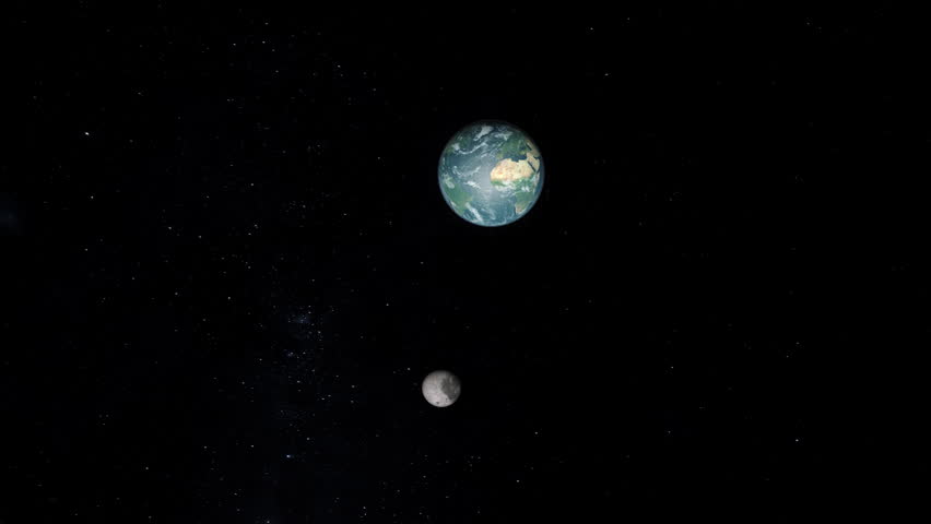 earth and moon free in the outer space 