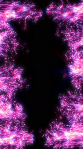 Seamless fluid animated turbulence vertical video of blue and purple particles with glow effect. Magic fire and smoke fantasy look.