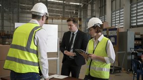 Blue collar workers are working and meeting at warehouse. Industrial and factory. - Powered by Shutterstock - Get 15% off with code: PIKWIZARD15