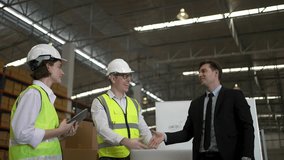 Blue collar workers are working and meeting at warehouse. Industrial and factory. - Powered by Shutterstock - Get 15% off with code: PIKWIZARD15