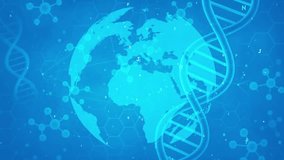 DNA Helix Intertwines with Digital Globe Blueprint - Powered by Shutterstock - Get 15% off with code: PIKWIZARD15