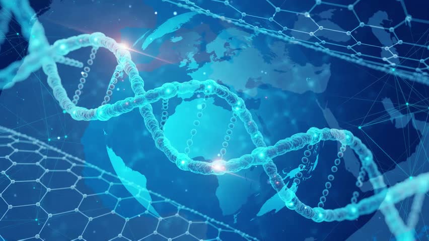 Global Genetic Connections DNA Helix Over World Map - Powered by Shutterstock - Get 15% off with code: PIKWIZARD15
