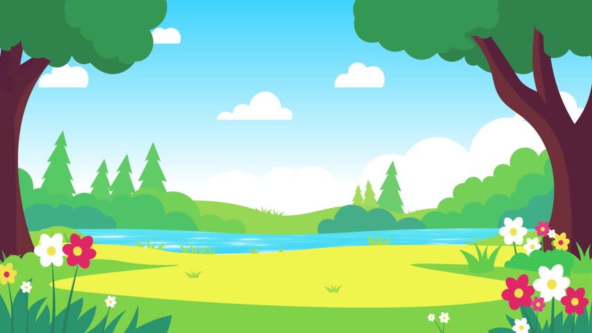 Cartoon Nature Landscape background 4k looped