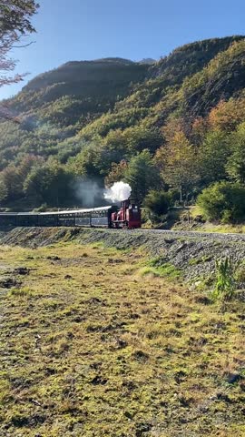 End of the World Train crossing the mountains of Ushuaia, Argentina