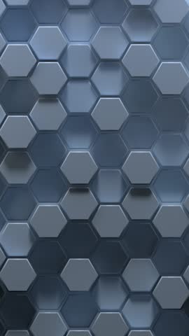 Beautiful lights and shadows vertical 3d hexagons wall motion background. Perfect loop.