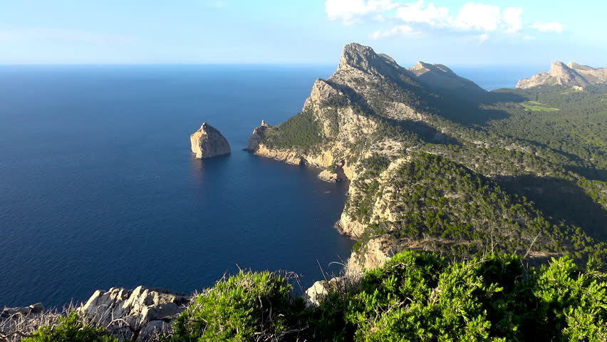 Aerial viewof the amazing Colomers viewpoint, in the West side of Mallorca Island, Spain.