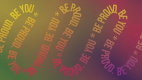 LGBTQ+ pride month lines with slogans dynamic loop animation. Be proud be you. We exist, we resist. Colorful text motion, dynamic typography video, lgbt support awareness celebration - Powered by Shutterstock - Get 15% off with code: PIKWIZARD15