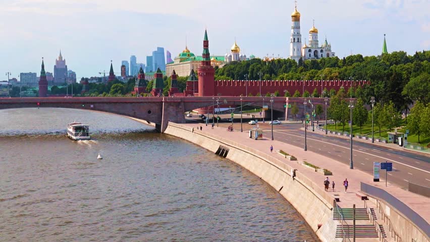view of the Vodovzvodnaya Tower of the Moscow Kremlin Russia