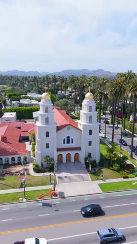 Vertical Drone Flyover of All Saints Episcopal Church, Beverly Hills