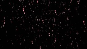 Animated Loop Falling Candy Canes on Black Background Christmas and New Year Sugar Canes Design Element. Candy Canes Particles on Dark Night Backdrop Christmas Decorations Candy Canes Motion Design - Powered by Shutterstock - Get 15% off with code: PIKWIZARD15