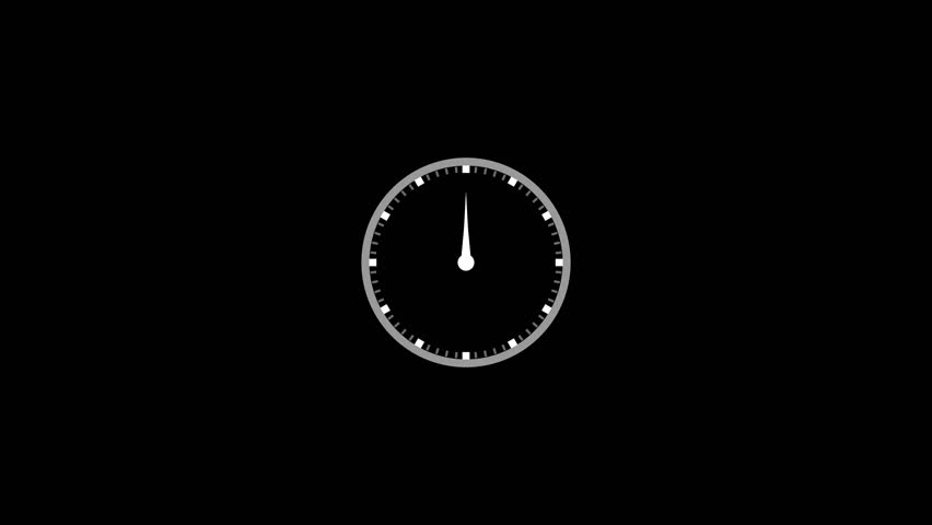 Twelve hours clock run, moving time arrows, 12 hours clock dial loop, animation video 4k animation or balck background .