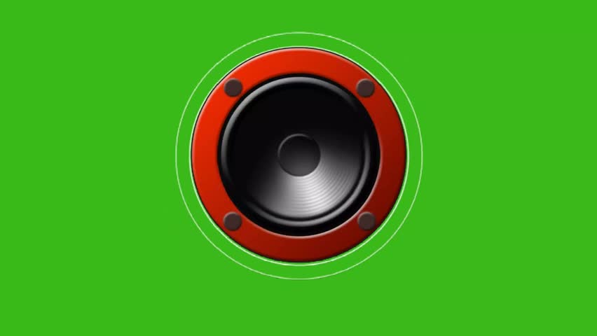 Red speaker icon on a green screen, great for music, audio, sound, or entertainment projects